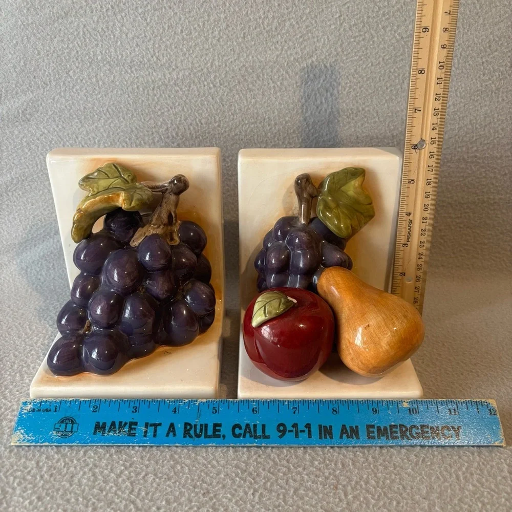 Home Interior Sonoma Villa Ceramic Fruit Bookends Vintage
